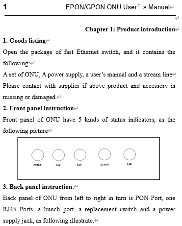 1GE ONU User’s Manual