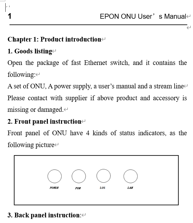 1GE ONU EPON User’s Manual -EP8100M