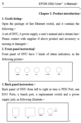 1GE ONU User’s Manual -cortina